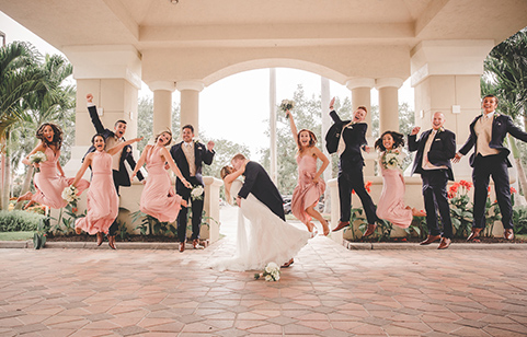 wedding party jumping photo